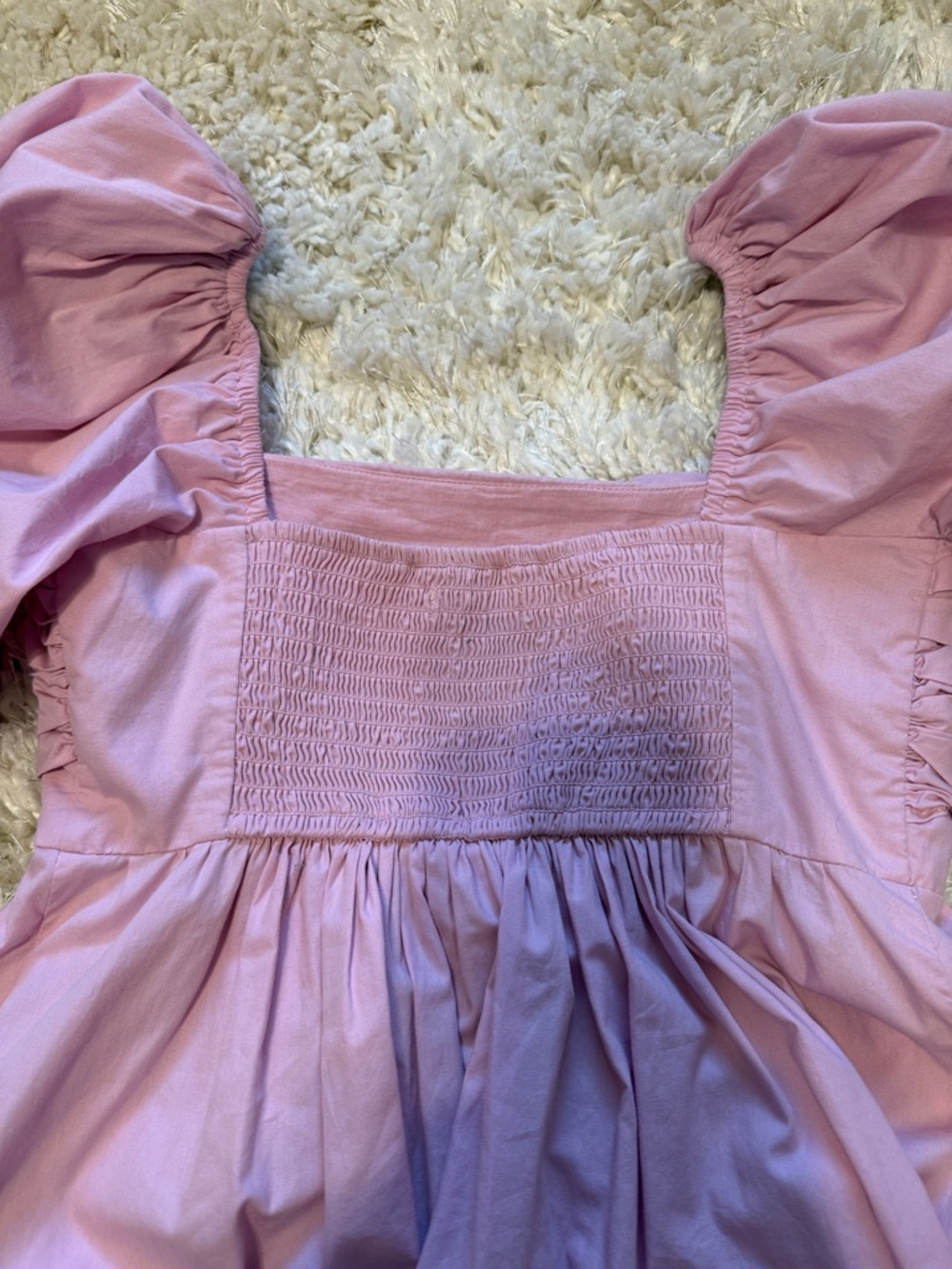 Abercrombie & Fitch Light Pink Puff-Sleeve Tiered Dress - Picture 3 of 5